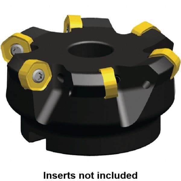 Kennametal - 88.15mm Cut Diam, 27mm Arbor Hole, 3.2mm Max Depth of Cut, 45° Indexable Chamfer & Angle Face Mill - 5 Inserts, HNGJ 0604... Insert, Right Hand Cut, 5 Flutes, Through Coolant, Series Dodeka Mini - USA Tool & Supply