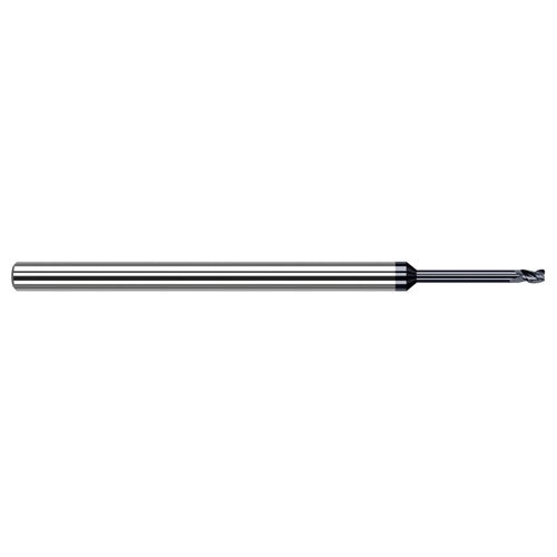Variable Helix End Mills for Medium Alloy Steels - 0.500mm Cutter Diameter × 0.100mm Radius × 0.750mm Length of Cut × 4.000mm Reach Carbide Corner Radius End Mill for Medium Alloy Steels, 3 Flutes, AlTiN Coated - Exact Industrial Supply