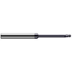 Ball End Mill: 0.0157″ Dia, 0.0236″ LOC, 4 Flute, Solid Carbide 50 mm OAL, 4 mm Shank Dia, 37 ° Helix, AlTiN Coated, Single End