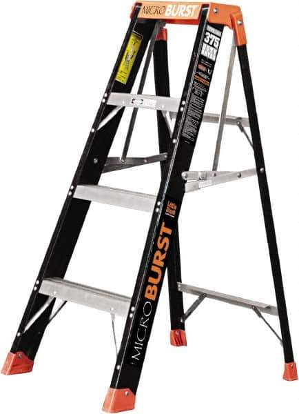 Little Giant Ladder - 3 Steps, 4' High, Type IAA Rating, Fiberglass Multi-Use Ladder - 375 Lb Load Capacity, 31" Base Width - USA Tool & Supply