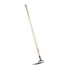 Razor-Back - Refuse Hook with 60" Straight Wood Handle - 4 Tines, 9" Tine Length - USA Tool & Supply