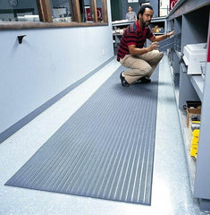 Wearwell - 60' Long x 4' Wide, Dry Environment, Anti-Fatigue Matting - Gray, Vinyl with Vinyl Sponge Base, Rounded on 4 Sides - USA Tool & Supply