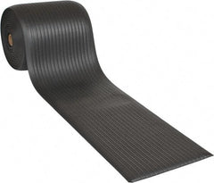 Wearwell - 60' Long x 2' Wide, Dry Environment, Anti-Fatigue Matting - Black, Vinyl with Vinyl Sponge Base, Rounded on 4 Sides - USA Tool & Supply