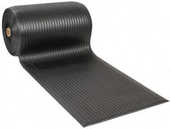 Wearwell - 60' Long x 3' Wide, Dry Environment, Anti-Fatigue Matting - Black, Vinyl with Vinyl Sponge Base, Rounded on 4 Sides - USA Tool & Supply