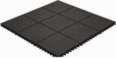 Wearwell - 3' Long x 3' Wide x 5/8" Thick, Anti-Fatigue Modular Matting Tiles - 4 Interlocking Sides, Black, For Dry Areas, Series 570 - USA Tool & Supply