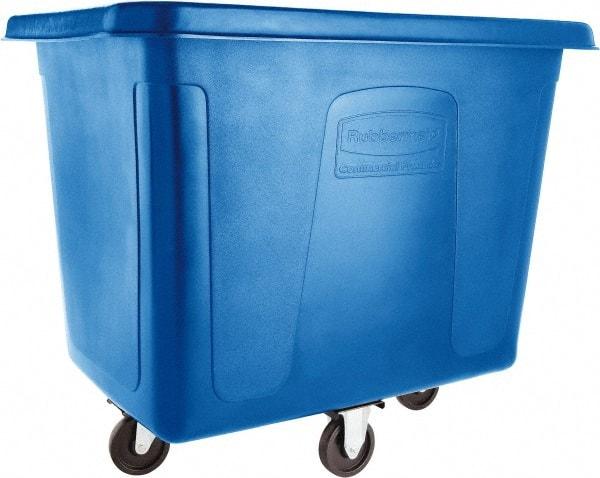 Rubbermaid - 500 Lb Load Capacity, 16 Cu Ft, 12.9 Bushels, Polyethylene Cube Truck - 31" Wide x 43-3/4" Long x 37" High, Dark Blue - USA Tool & Supply