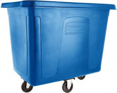 Rubbermaid - 500 Lb Load Capacity, 16 Cu Ft, 12.9 Bushels, Polyethylene Cube Truck - 31" Wide x 43-3/4" Long x 37" High, Dark Blue - USA Tool & Supply