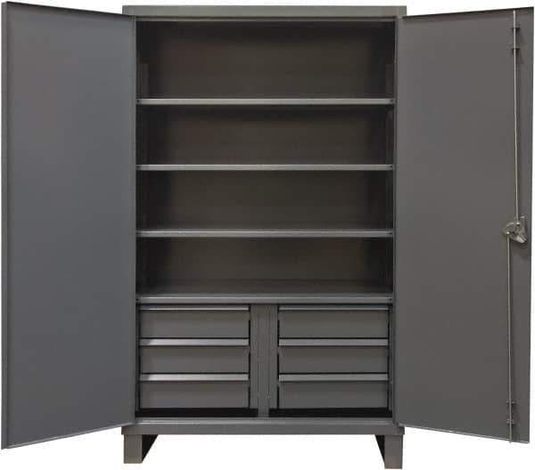 Durham - 4 Shelf Locking Storage Cabinet - Steel, 60" Wide x 24" Deep x 78" High, Gray - USA Tool & Supply
