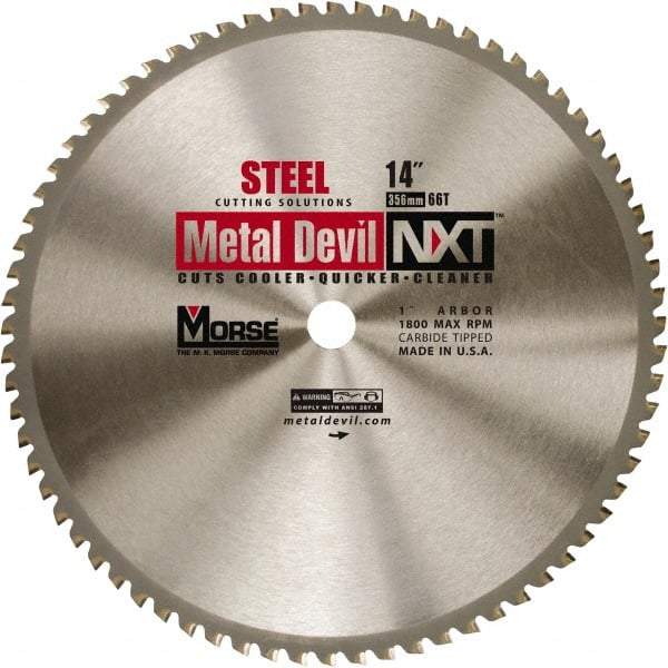 M.K. MORSE - 14" Diam, 1" Arbor Hole Diam, 66 Tooth Wet & Dry Cut Saw Blade - Steel, Standard Round Arbor - USA Tool & Supply