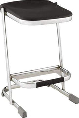 NPS - 24 Inch High, Stationary Fixed Height Stool - 16-1/4 Inch Deep x 16-3/4 Inch Wide, Plastic Seat, Black and Chrome - USA Tool & Supply