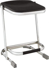 NPS - 22 Inch High, Stationary Fixed Height Stool - 16-1/4 Inch Deep x 16-3/4 Inch Wide, Plastic Seat, Black and Chrome - USA Tool & Supply