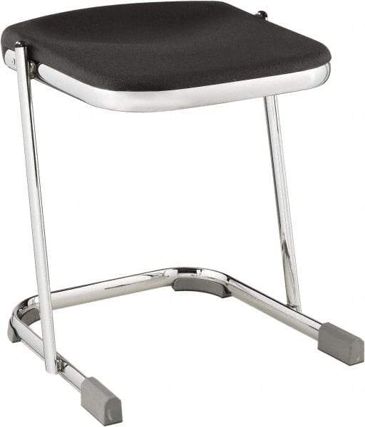 NPS - 18 Inch High, Stationary Fixed Height Stool - 16-1/4 Inch Deep x 16-3/4 Inch Wide, Plastic Seat, Black and Chrome - USA Tool & Supply