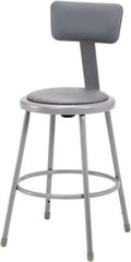 NPS - 24 Inch High, Stationary Fixed Height Stool with Adjustable Height Backrest - 15 Inch Deep x 15 Inch Wide, Vinyl Seat, Gray - USA Tool & Supply