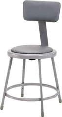 NPS - 18 Inch High, Stationary Fixed Height Stool with Adjustable Height Backrest - 14 Inch Deep x 14 Inch Wide, Vinyl Seat, Gray - USA Tool & Supply