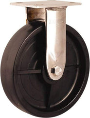 Albion - 8" Diam x 2" Wide x 10-1/8" OAH Top Plate Mount Rigid Caster - Nylon, 900 Lb Capacity, Delrin Bearing, 4 x 4-1/2" Plate - USA Tool & Supply