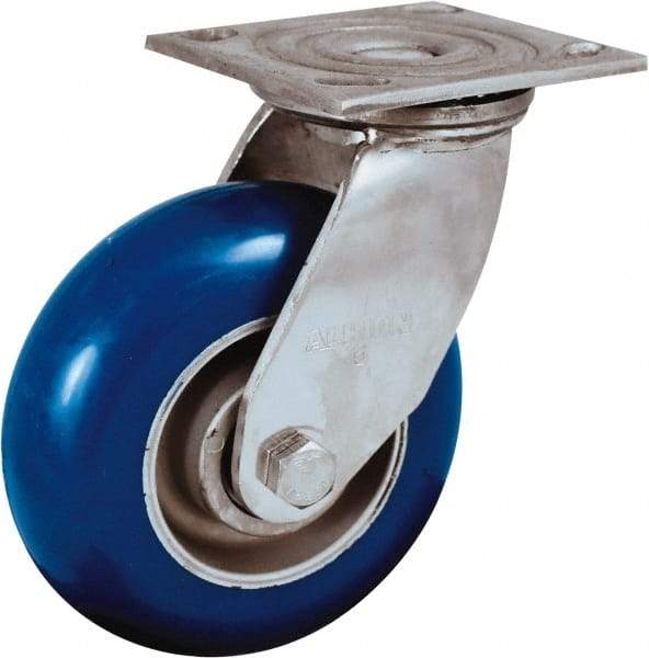 Albion - 6" Diam x 2" Wide x 7-1/2" OAH Top Plate Mount Swivel Caster - Neoprene Donut Tread over Aluminum Hub, 700 Lb Capacity, Precision Ball Bearing, 4 x 4-1/2" Plate - USA Tool & Supply