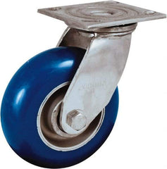 Albion - 6" Diam x 2" Wide x 7-1/2" OAH Top Plate Mount Swivel Caster - Neoprene Donut Tread over Aluminum Hub, 700 Lb Capacity, Precision Ball Bearing, 4 x 4-1/2" Plate - USA Tool & Supply