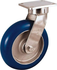 Albion - 6" Diam x 2" Wide x 10-1/8" OAH Top Plate Mount Swivel Caster - Neoprene Donut Tread over Aluminum Hub, 700 Lb Capacity, Precision Ball Bearing, 4 x 4-1/2" Plate - USA Tool & Supply