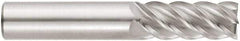 Niagara Cutter - 9/16", 1-1/2" LOC, 9/16" Shank Diam, 3-1/2" OAL, 5 Flute, Solid Carbide Square End Mill - Single End, Uncoated, Spiral Flute, 45° Helix, Centercutting, Right Hand Cut, Right Hand Flute, Series S545 - USA Tool & Supply
