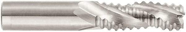 Niagara Cutter - 1" Diam, Coarse Pitch, 2" LOC, 3 Flute Solid Carbide 45° Corner Chamfer Roughing End Mill - Uncoated, 5" OAL, 1" Shank Diam, Single End, Centercutting, 30° Helix - USA Tool & Supply