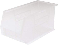 Akro-Mils - 60 Lb. Load Capacity, 18" Deep, Clear Polymer Hopper Stacking Bin - 9" High x 8-1/4" Wide x 18" Long - USA Tool & Supply
