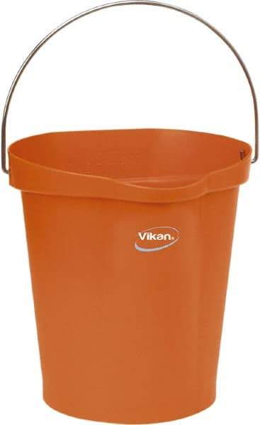 Vikan - 3 Gal, Polypropylene Round Orange Single Pail with Pour Spout - Handle Included - USA Tool & Supply