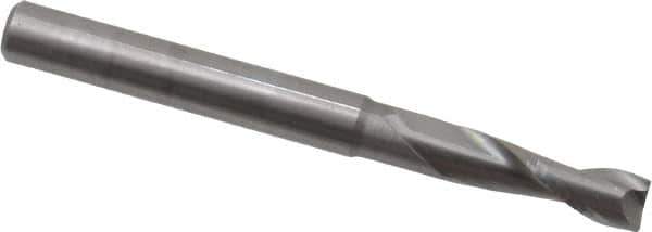 OSG - 4.5mm, 14mm LOC, 5mm Shank Diam, 51mm OAL, 2 Flute, Solid Carbide Square End Mill - Single End, Uncoated, Spiral Flute, 30° Helix, Centercutting, Right Hand Cut, Right Hand Flute, Series 402 - USA Tool & Supply