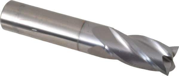 OSG - 5/8", 1-1/4" LOC, 5/8" Shank Diam, 3-1/2" OAL, 4 Flute, Solid Carbide Square End Mill - Single End, TiCN Finish, Spiral Flute, 30° Helix, Centercutting, Right Hand Cut, Right Hand Flute, Series 404 - USA Tool & Supply