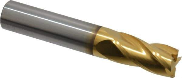 OSG - 1/2", 1" LOC, 1/2" Shank Diam, 3" OAL, 4 Flute, Solid Carbide Square End Mill - Single End, TiN Finish, Spiral Flute, 30° Helix, Centercutting, Right Hand Cut, Right Hand Flute, Series 404 - USA Tool & Supply