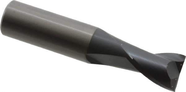 OSG - 1/2", 5/8" LOC, 1/2" Shank Diam, 2-1/2" OAL, 2 Flute, Solid Carbide Square End Mill - Single End, TiAlN Finish, Spiral Flute, 30° Helix, Centercutting, Right Hand Cut, Right Hand Flute, Series 412 - USA Tool & Supply