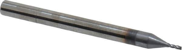 OSG - 1/32", 5/64" LOC, 1/8" Shank Diam, 1-1/2" OAL, 4 Flute, Solid Carbide Square End Mill - Single End, TiCN Finish, Spiral Flute, 30° Helix, Centercutting, Right Hand Cut, Right Hand Flute, Series 414 - USA Tool & Supply