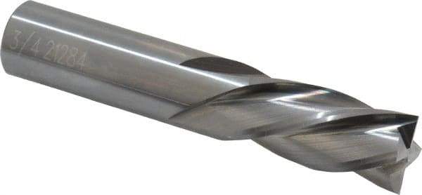 OSG - 3/4", 1-1/2" LOC, 3/4" Shank Diam, 4" OAL, 4 Flute, Solid Carbide Square End Mill - Single End, Uncoated, Spiral Flute, 30° Helix, Centercutting, Right Hand Cut, Left Hand Flute, Series 447 - USA Tool & Supply