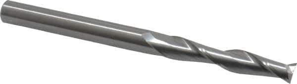 OSG - 8mm, 42mm LOC, 8mm Shank Diam, 102mm OAL, 2 Flute, Solid Carbide Square End Mill - Single End, Uncoated, Spiral Flute, 30° Helix, Centercutting, Right Hand Cut, Right Hand Flute, Series 482 - USA Tool & Supply
