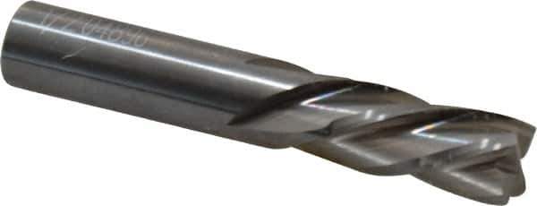 OSG - 1/2", 1" LOC, 1/2" Shank Diam, 3" OAL, 4 Flute, Solid Carbide Square End Mill - Single End, Uncoated, Spiral Flute, 30° Helix, Centercutting, Right Hand Cut, Left Hand Flute, Series 447 - USA Tool & Supply