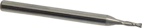 OSG - 1.4mm, 0.171" LOC, 1/8" Shank Diam, 1-1/2" OAL, 2 Flute, Solid Carbide Square End Mill - Single End, Uncoated, Spiral Flute, 30° Helix, Centercutting, Right Hand Cut, Right Hand Flute, Series 492 - USA Tool & Supply