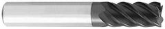 OSG - 3/8", 5/8" LOC, 3/8" Shank Diam, 2" OAL, 5 Flute, Solid Carbide Square End Mill - Single End, TiCN Finish, Spiral Flute, 45° Helix, Centercutting, Right Hand Cut, Right Hand Flute, Series 455C - USA Tool & Supply
