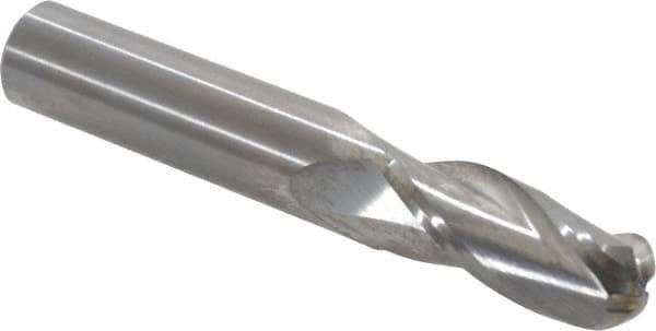 OSG - 7/16" Diam, 1" LOC, 3 Flute Solid Carbide Ball End Mill - Uncoated, Single End, 2-3/4" OAL, 7/16" Shank Diam, Spiral Flute - USA Tool & Supply