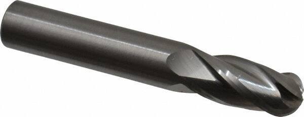OSG - 12mm Diam, 25mm LOC, 4 Flute Solid Carbide Ball End Mill - Uncoated, Single End, 76mm OAL, 12mm Shank Diam, Spiral Flute - USA Tool & Supply