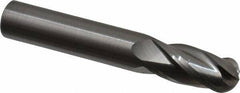 OSG - 12mm Diam, 25mm LOC, 4 Flute Solid Carbide Ball End Mill - Uncoated, Single End, 76mm OAL, 12mm Shank Diam, Spiral Flute - USA Tool & Supply