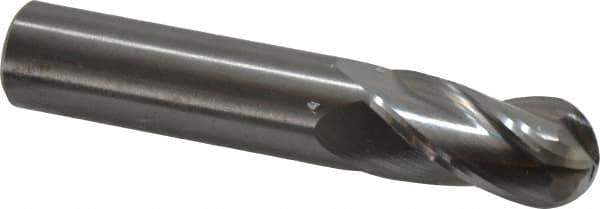 OSG - 16mm Diam, 32mm LOC, 4 Flute Solid Carbide Ball End Mill - Uncoated, Single End, 89mm OAL, 16mm Shank Diam, Spiral Flute - USA Tool & Supply