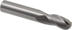 OSG - 1/2" Diam, 1" LOC, 3 Flute Solid Carbide Ball End Mill - Uncoated, Single End, 3" OAL, 1/2" Shank Diam, Spiral Flute - USA Tool & Supply