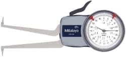 Mitutoyo - 1.6 to 2.4" Inside Dial Caliper Gage - 0.0005" Graduation, 0.0015" Accuracy, 3.3" Leg Length, 0.31" Deep x 0.06" Wide Groove, Ball Contact Points - USA Tool & Supply