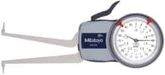 Mitutoyo - 1.6 to 2.4" Inside Dial Caliper Gage - 0.0005" Graduation, 0.0015" Accuracy, 3.3" Leg Length, 0.31" Deep x 0.06" Wide Groove, Ball Contact Points - USA Tool & Supply