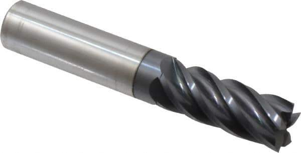 Accupro - 1/2", 1-1/4" LOC, 1/2" Shank Diam, 3" OAL, 5 Flute, Solid Carbide Square End Mill - Single End, nACRo Finish, Spiral Flute, Variable° Helix, Centercutting, Right Hand Cut, Right Hand Flute - USA Tool & Supply