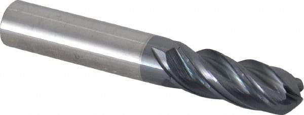 Accupro - 3/8" Diam, 1" LOC, 4 Flute Solid Carbide Ball End Mill - nACRo Finish, Single End, 2-1/2" OAL, 3/8" Shank Diam, Spiral Flute - USA Tool & Supply