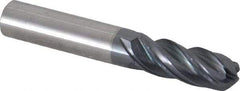 Accupro - 3/8" Diam, 1" LOC, 4 Flute Solid Carbide Ball End Mill - nACRo Finish, Single End, 2-1/2" OAL, 3/8" Shank Diam, Spiral Flute - USA Tool & Supply