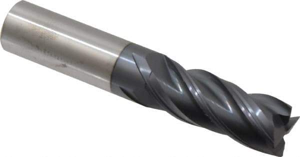 Accupro - 5/8", 1-5/8" LOC, 5/8" Shank Diam, 3-1/2" OAL, 4 Flute, Solid Carbide Square End Mill - Single End, nACRo Finish, Spiral Flute, Variable° Helix, Centercutting, Right Hand Cut, Right Hand Flute - USA Tool & Supply