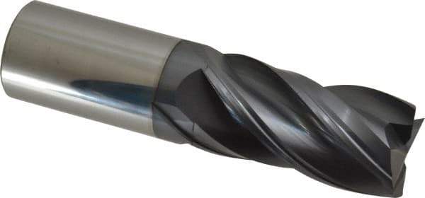 Accupro - 1", 2" LOC, 1" Shank Diam, 4" OAL, 4 Flute, Solid Carbide Square End Mill - Single End, nACRo Finish, Spiral Flute, Variable° Helix, Centercutting, Right Hand Cut, Right Hand Flute - USA Tool & Supply