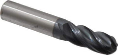 Accupro - 1/2" Diam, 1-1/4" LOC, 4 Flute Solid Carbide Ball End Mill - nACRo Finish, Single End, 3" OAL, 1/2" Shank Diam, Spiral Flute - USA Tool & Supply