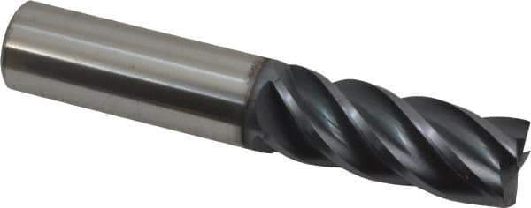 Accupro - 5/8", 1-5/8" LOC, 5/8" Shank Diam, 3-1/2" OAL, 5 Flute, Solid Carbide Square End Mill - Single End, nACRo Finish, Spiral Flute, Variable° Helix, Centercutting, Right Hand Cut, Right Hand Flute - USA Tool & Supply